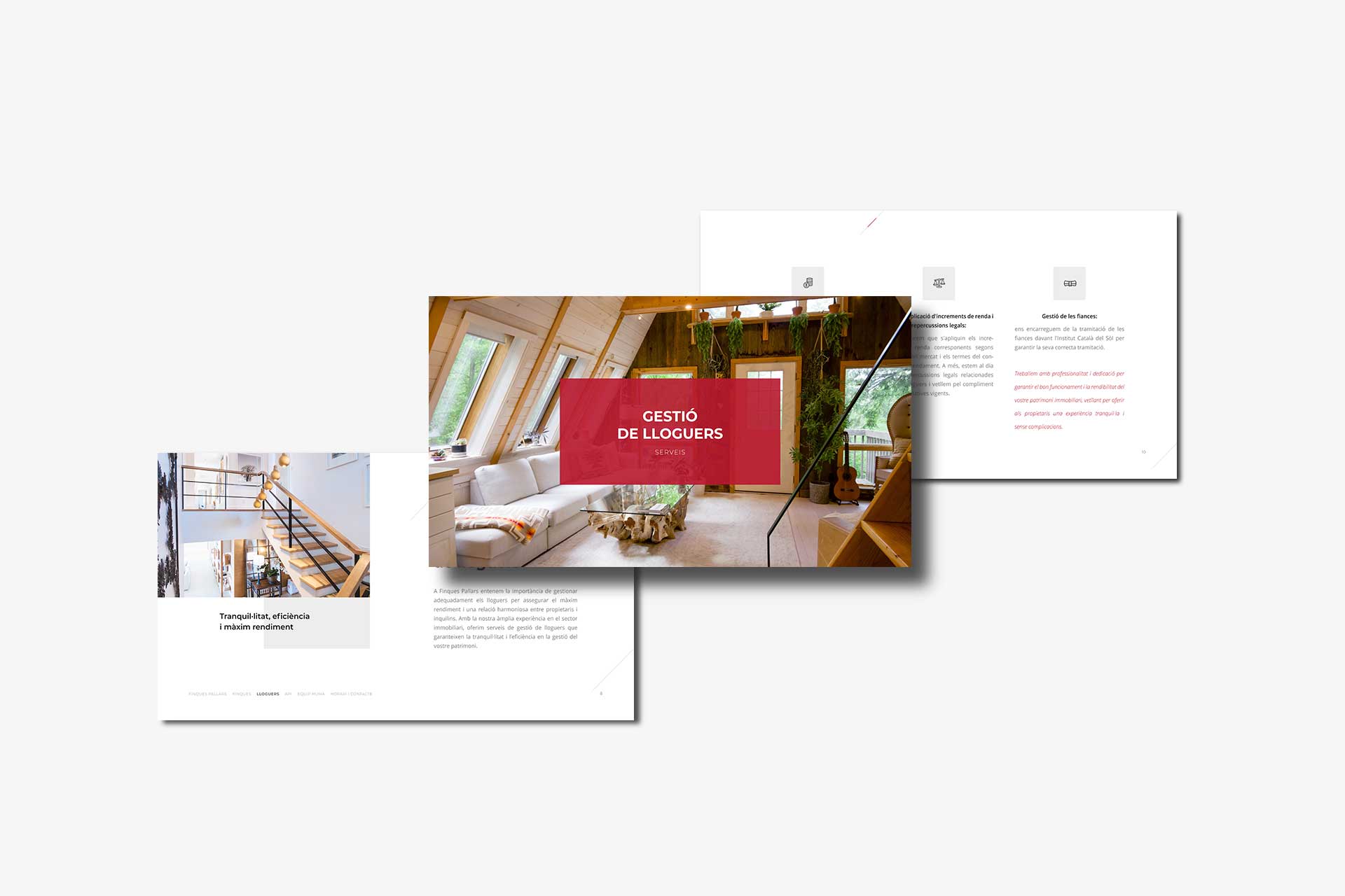 Diseño de presentación corporativa digital para inmobiliaria en Cataluña.
