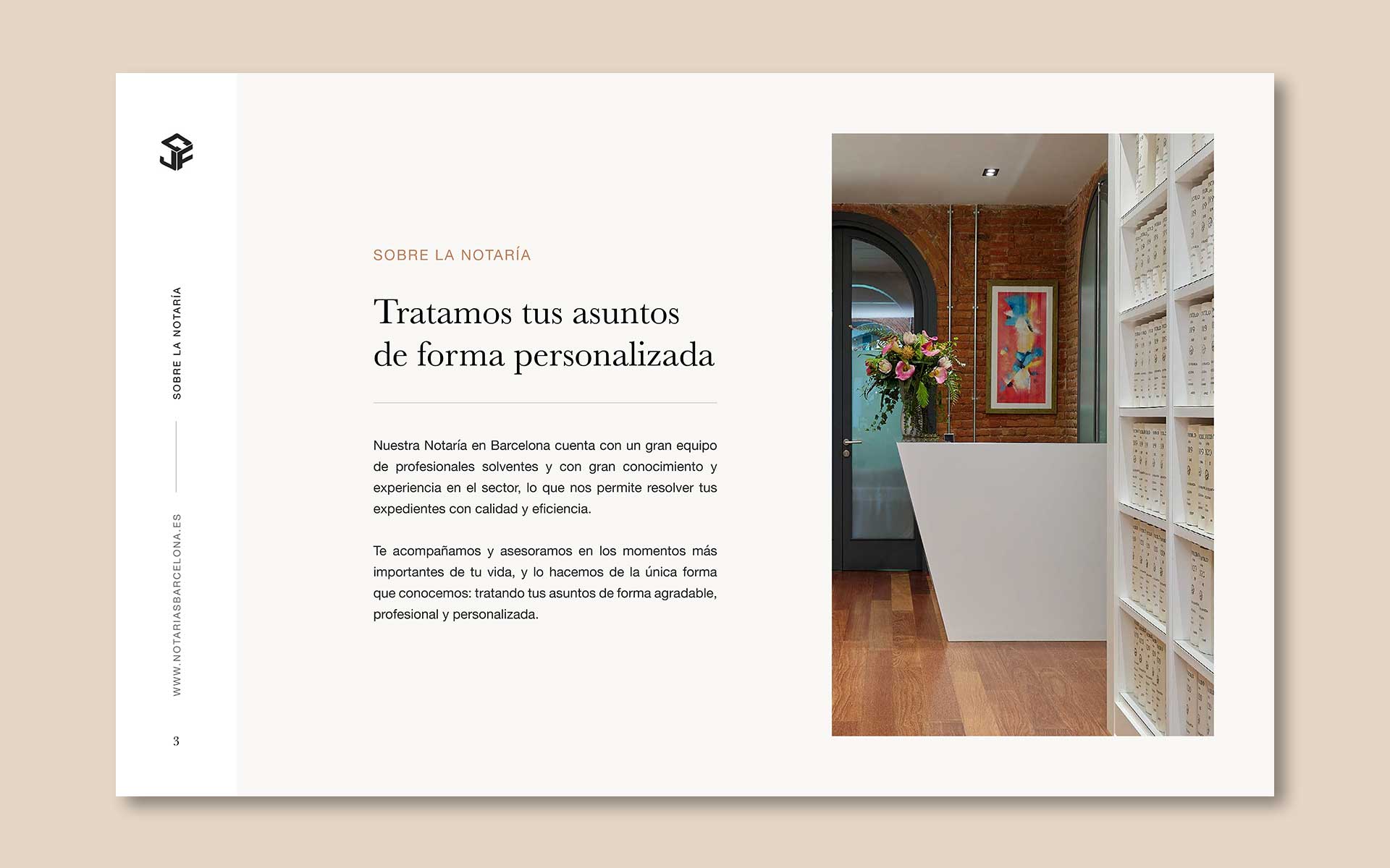 Diseño del dosier corporativo para la Notaría Jaime Calvo Francia; la Notaría.