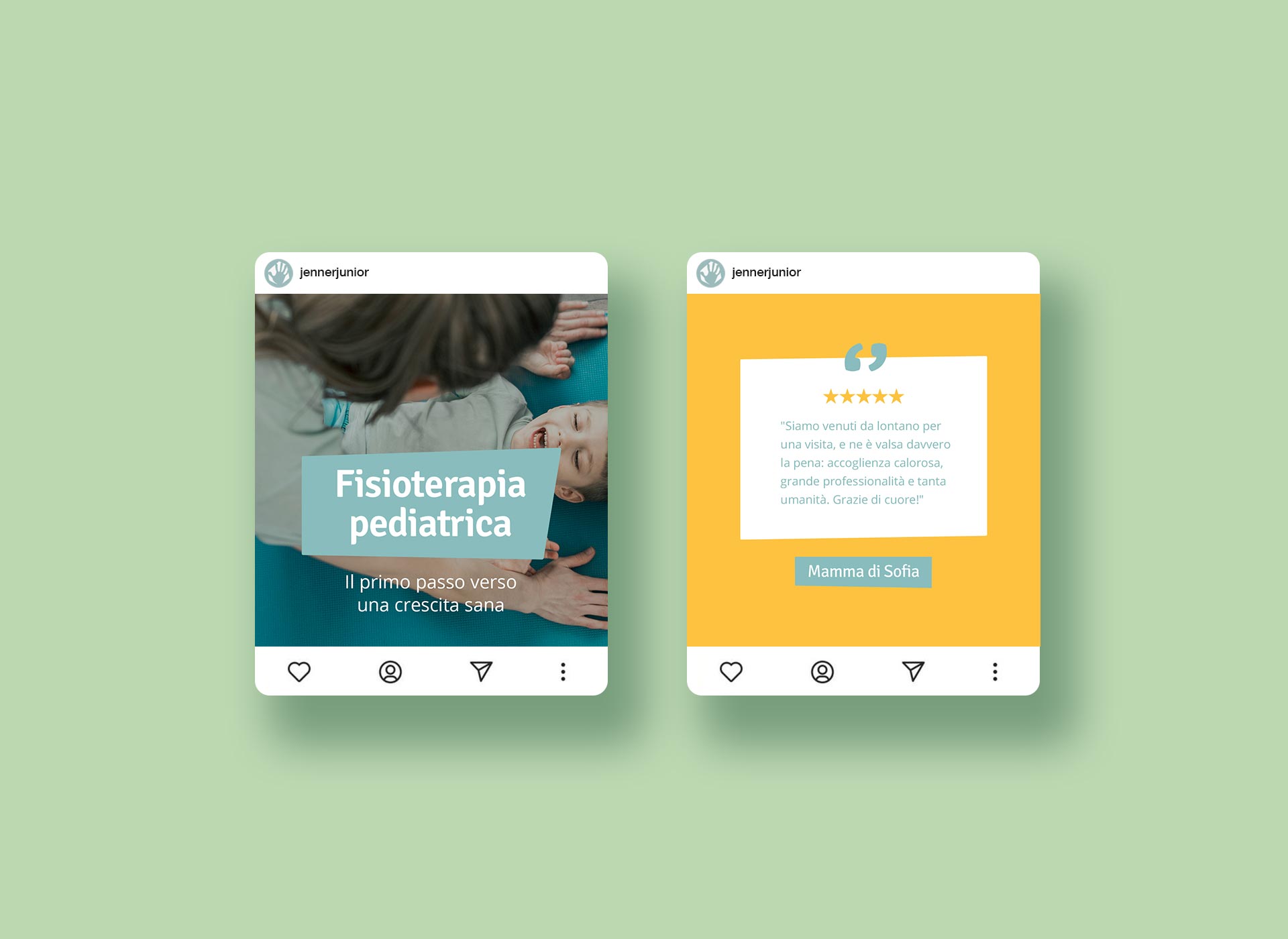 Diseño de Instagram para centro pediátrico Jenner Junior en Milán