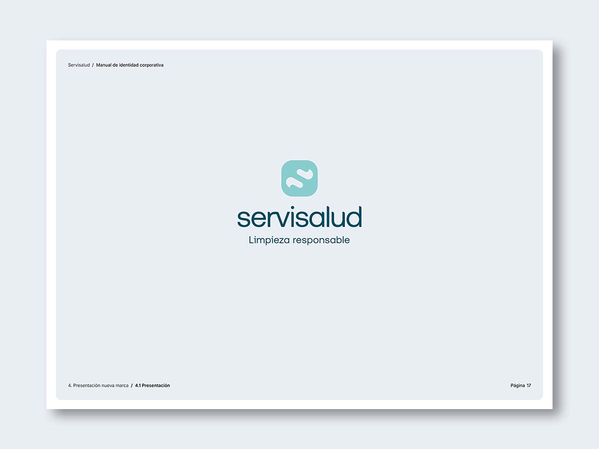 Rediseño de logo para la empresa de limpieza Servisalud; versión vertical.