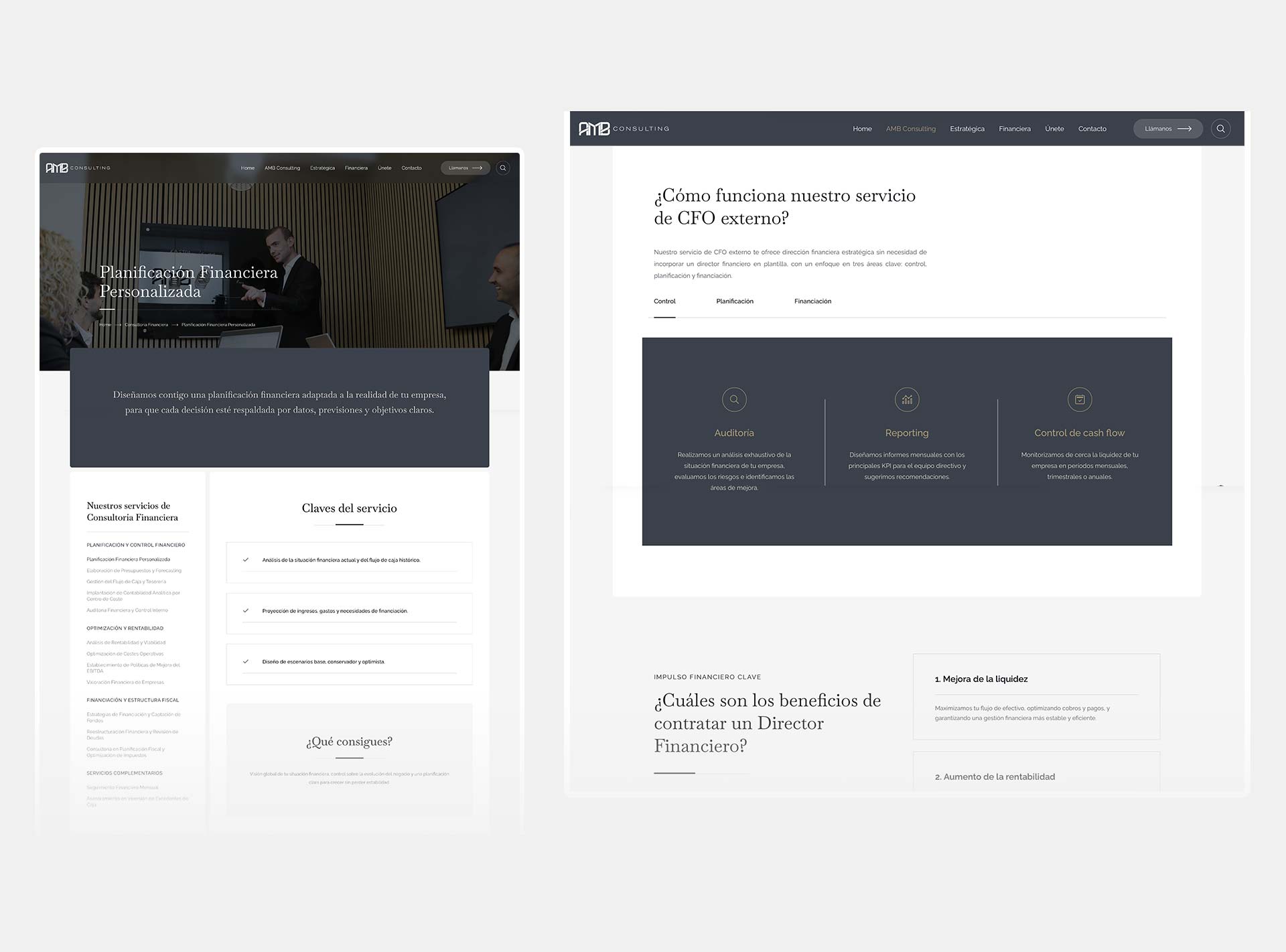 Rediseño de los servicios web para la consultoría boutique AMB Consulting.