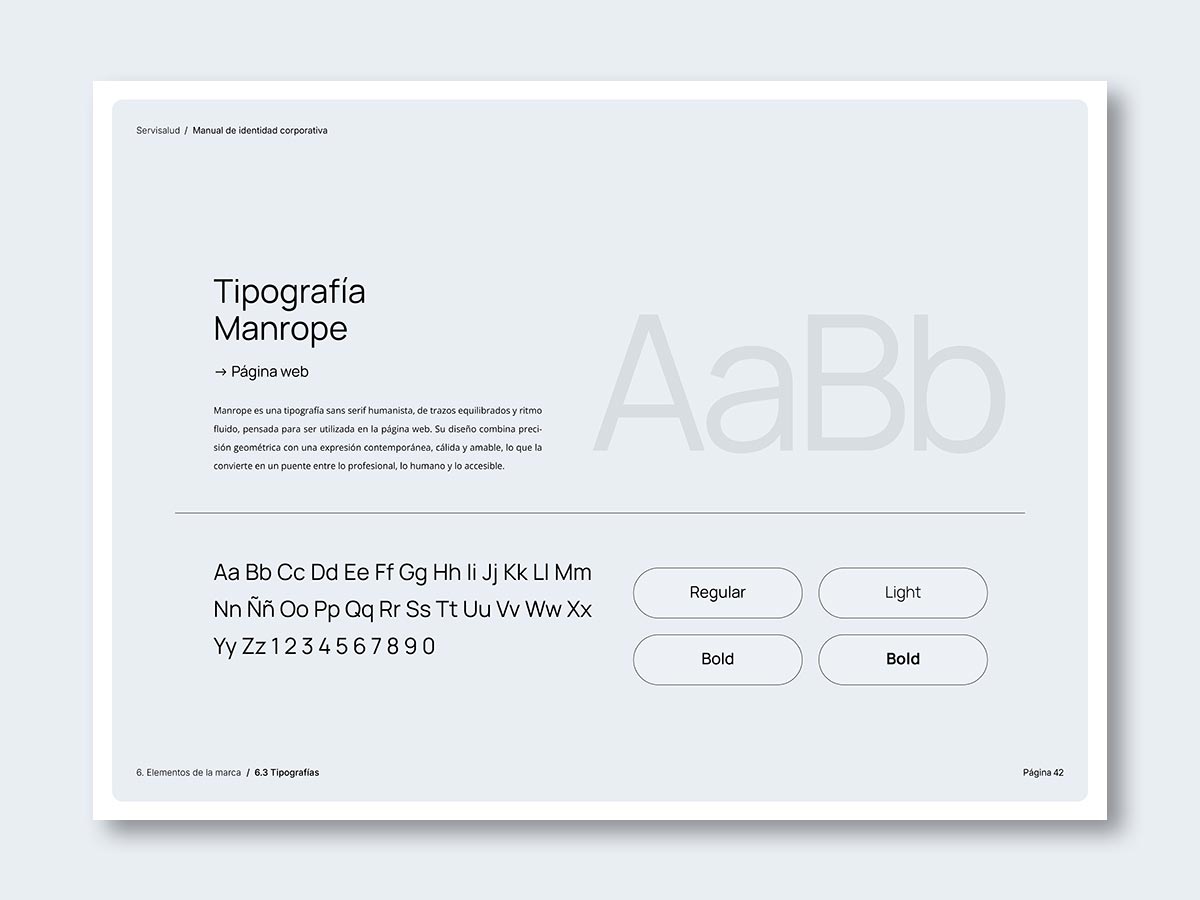 Identidad corporativa para la empresa de limpieza Servisalud; tipografías corporativas.